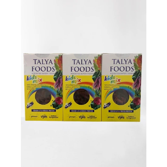 Talya Foods Unisex Çocuk Filizlenmiş Karışık Sebzeli Çocuk Makarnası 200 gr x 3
