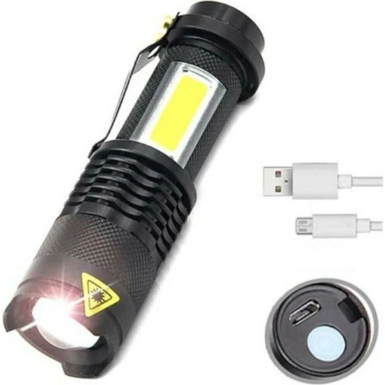 Taktikal LED USB Şarjlı Ultra Güçlü Boy El Feneri