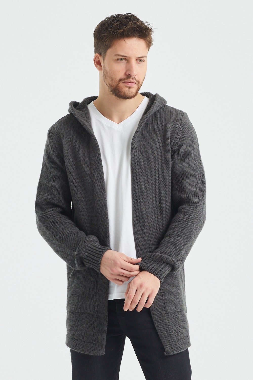 Tarz Cool Füme Desenli Triko Hırka- HRK8085R01S