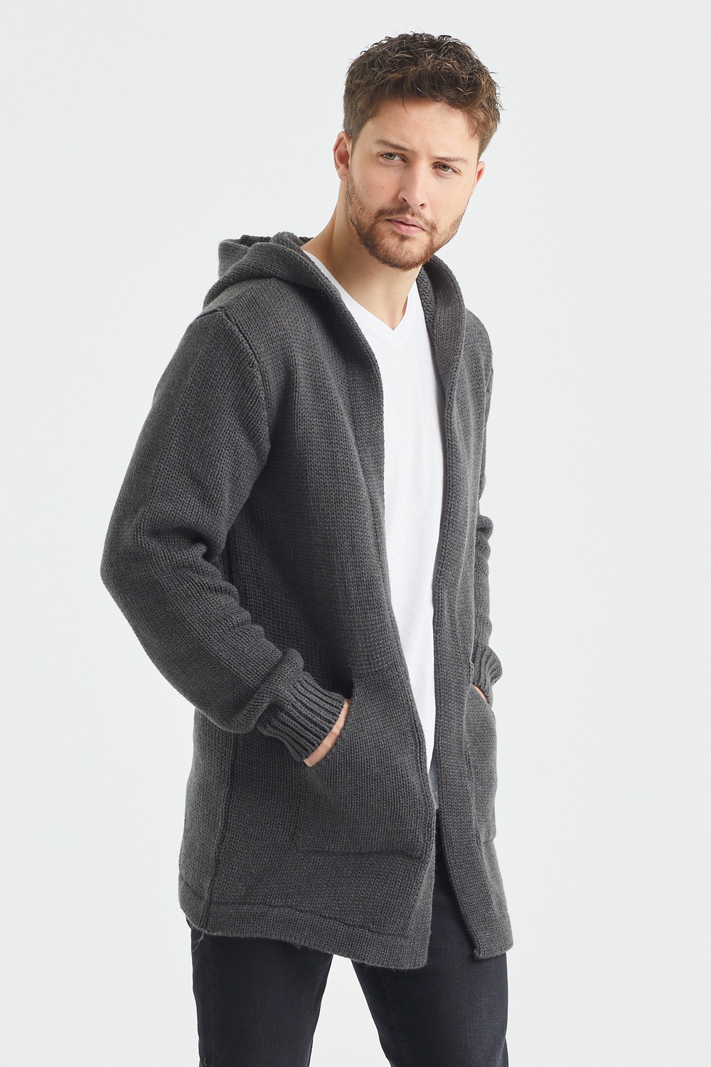 Tarz Cool Füme Desenli Triko Hırka- HRK8085R01S görsel 4