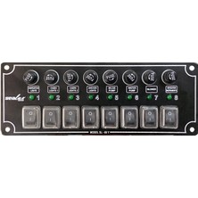 Sealux Marine Tekne Switch Panel 8 Anahtarlı Yatay 12-24v Sigorta Paneli