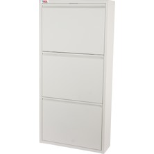 3'lü Pratik Metal Ayakkabılık (Beyaz)