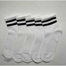 Altıgen Socks 5 Çift Beyaz Tenis Kolej Çorabı