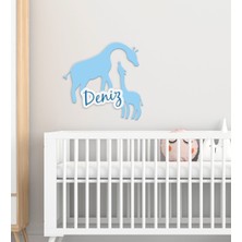 BK Kişiye Özel Zürafalar Tasarımlı Çocuk Odası Ahşap Duvar Süsü-1