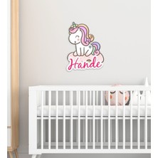 BK Kişiye Özel Unicorn Tasarımlı Çocuk Odası Ahşap Duvar Süsü-3