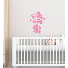 BK Kişiye Özel Kedi Tasarımlı Çocuk Odası Ahşap Duvar Süsü-2