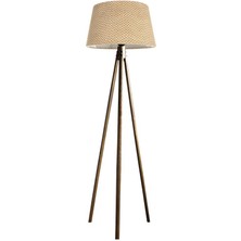 Ağaç Ustası Oval  3 Ayak Tripod  Lambader Abajur Köşe Lambası Ahşap Naturel Ağaç Country Dekor Lamba Aplik Masif Doğal