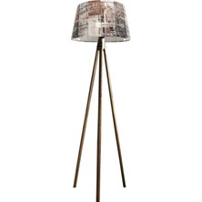 Ağaç Ustası Oval  3 Ayak Tripod  Lambader Abajur Köşe Lambası Ahşap Naturel Ağaç Country Dekor Lamba Aplik Masif Doğal