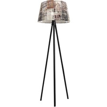 Ağaç Ustası Oval  3 Ayak Tripod  Lambader Abajur Köşe Lambası Ahşap Siyah Ağaç Country Dekor Lamba Aplik Masif Doğal