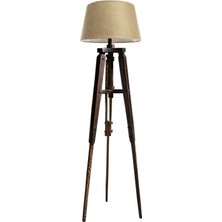 Ağaç Ustası Piega Tripod Lambader Abajur Avize Aydınlatma Ahşap Ceviz Ağaç Country Dekor Lamba Aplik Masif Doğal