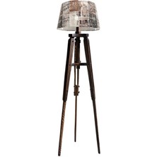 Ağaç Ustası Piega Tripod Lambader Abajur Avize Aydınlatma Ahşap Ceviz Ağaç Country Dekor Lamba Aplik Masif Doğal