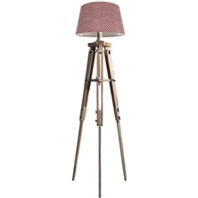 Ağaç Ustası Piega Tripod Lambader Abajur Köşe Lambası Aydınlatma Ahşap Fosil Eskitme Ağaç Country Masif Doğal