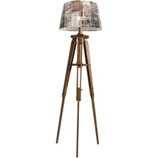Ağaç Ustası Piega Tripod Lambader Abajur Avize Aydınlatma Ahşap Naturel Ağaç Country Dekor Lamba Aplik Masif Doğal