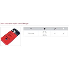 İzeltaş 8 Parça Torx Allen Takımı 4910 00 7108