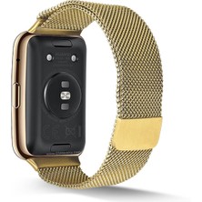 AktarMobile Huawei Watch Fit Hasır Metal Kordon Premium Tel Örgü Kayış - Mıknatıslı - Paslanmaz Çelik