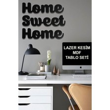 Medizzone Duvar Dekoru Home Sweet Home Temalı Lazer Kesim Mdf Tablo Seti 3 Parça