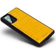 Pirci Samsung Note 20 Croco Dokulu Deri Kılıf Sarı