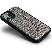 Pirci Apple iPhone 12 Bubble Croco Dokulu Deri Kılıf Gri
