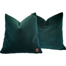 Arasta Design 2'li Set Ördek Başı Yeşili, Kadife, Düz Renk Dekoratif Kırlent Kılıfı 43X43 cm