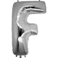 Pazariz  F Silver Harf Folyo Balon - 90  cm - Gümüş Folyo Harf Balon