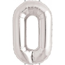 Pazariz  Rakam Folyo Balon 0 Rakamı Büyük Boy Balon Gümüş/gri 100CM