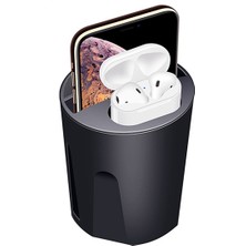 Ally X9A Cup Araç Için Iphone 11-12 Kablosuz Şarj Cihazı Airpods Şarj 2 USB AL-34046