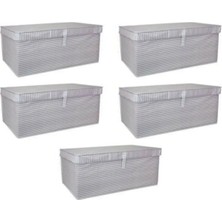 Tıkla Yolla 5 Adet Baza Içi Düzenleyici Kapaklı Organizer Kutu 50X40X19 cm