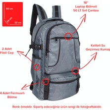Bagacar 9052 Haki Dağcı Sırt Çantası 50 Lt 18" Laptop Bölmeli