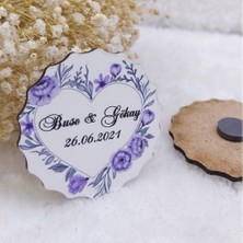 Hayaller Dükkanı 30 Adet Kalp Baskılı Ahşap Buzdolabı Magnet