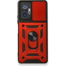 Mobaxaksesuar Xiaomi Redmi Note 10 Pro Kılıf Lens Korumalı Zırh Case Kırmızı