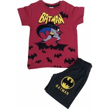 Dıgıl Kids Çocuk Penye Şortlu Takım Batman Kırmızı Unisex