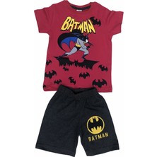 Dıgıl Kids Çocuk Penye Şortlu Takım Batman Kırmızı Unisex