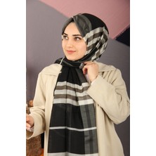 Sima Siyah Krem Ekose Desen  Şal