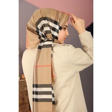 Krem Bej Sima Burberry Ekose Desen Ipek Şal