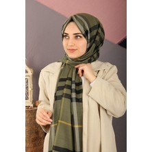 Sima Kadın Haki Ekose Desen Şal