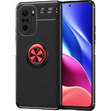 Mobaxaksesuar Xiaomi Mi 11i Kılıf Yüzüklü Magnetli Ravel Case Siyah - Kırmızı