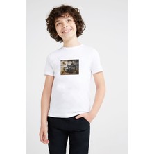 Qivi Stalker Alta Silik Yazı Baskılı Unisex Çocuk Beyaz T-Shirt