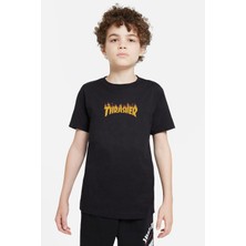 Qivi Thrasher Magazine Baskılı Unisex Çocuk Siyah T-Shirt