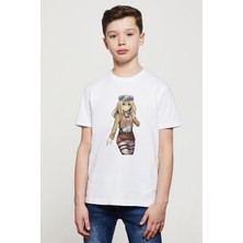 Qivi Anime Attack On Titan Baskılı Unisex Çocuk Beyaz T-Shirt