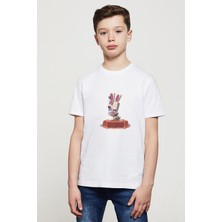 Qivi Skippy Zooba Battle Royale Baskılı Unisex Çocuk Beyaz T-Shirt