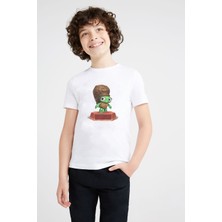 Qivi Shelly Zooba Battle Royale Baskılı Unisex Çocuk Beyaz T-Shirt