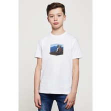 Qivi Pubg Sniper Mountain Baskılı Unisex Çocuk Beyaz T-Shirt