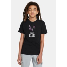 Qivi Fıght Club Baskılı Unisex Çocuk Siyah T-Shirt