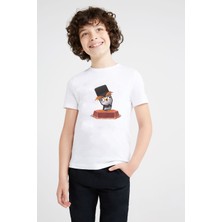 Qivi Fuzzy Zooba Battle Royale Baskılı Unisex Çocuk Beyaz T-Shirt