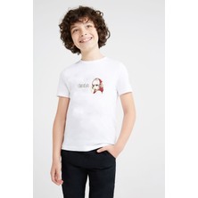 Qivi STKRH72 Lady Gaga Baskılı Unisex Çocuk Beyaz T-Shirt