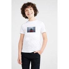 Qivi Marilyn Manson Metal Rock Music Müzik Baskılı Unisex Çocuk Beyaz T-Shirt