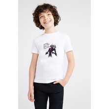 Qivi Samurai Jack Baskılı Unisex Çocuk Beyaz T-Shirt