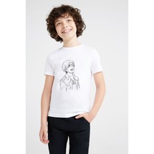 Qivi Anime Attack On Titan Baskılı Unisex Çocuk Beyaz T-Shirt