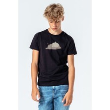 Qivi Totoro Sleepy Baskılı Unisex Çocuk Siyah T-Shirt