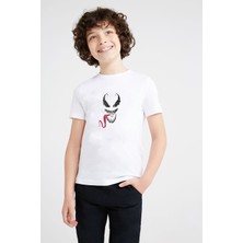 Qivi Venom Baskılı Unisex Çocuk Beyaz Tshirt